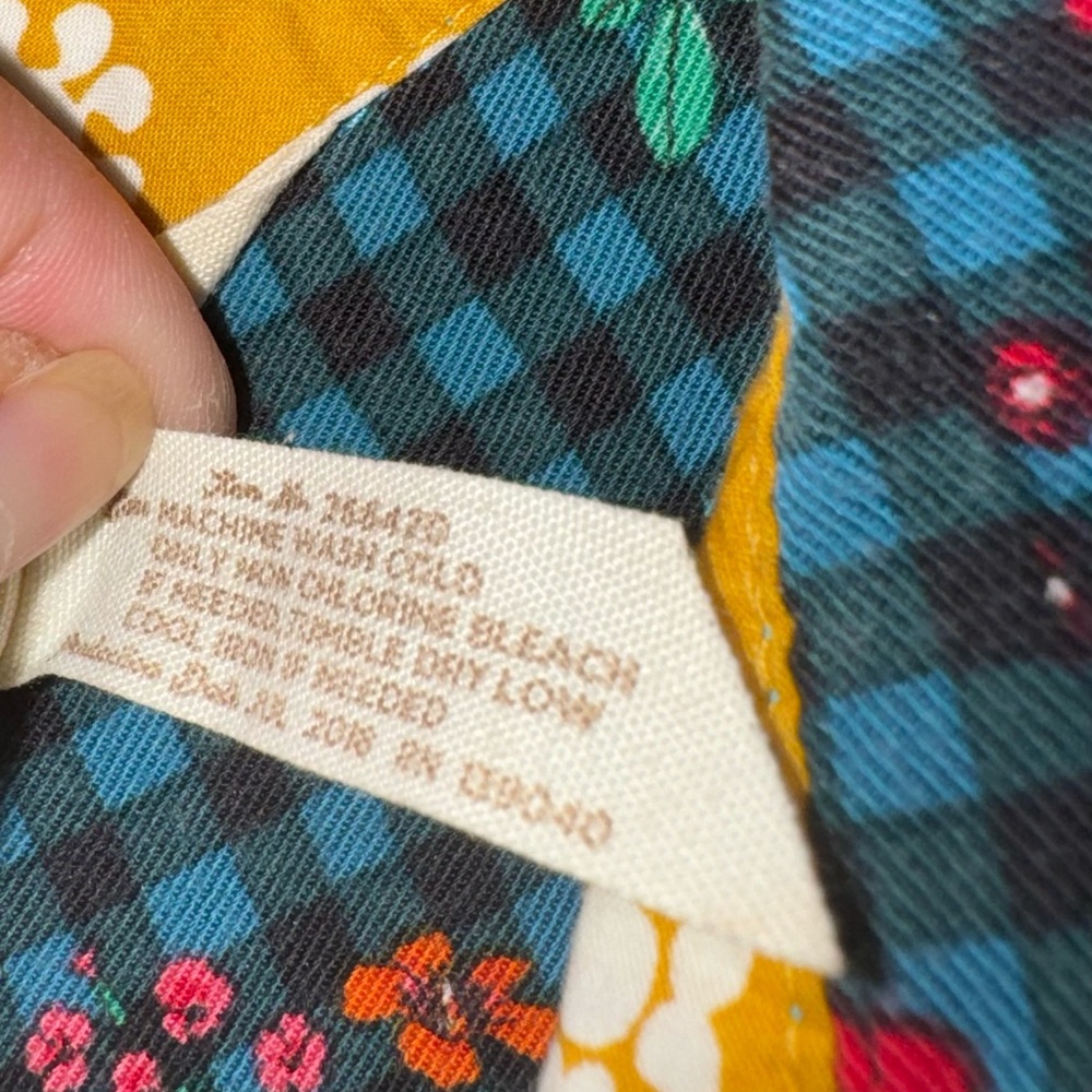 Matilda Jane checkered floral fa la la long sleeve shirt dress green red S - Picture 16 of 16